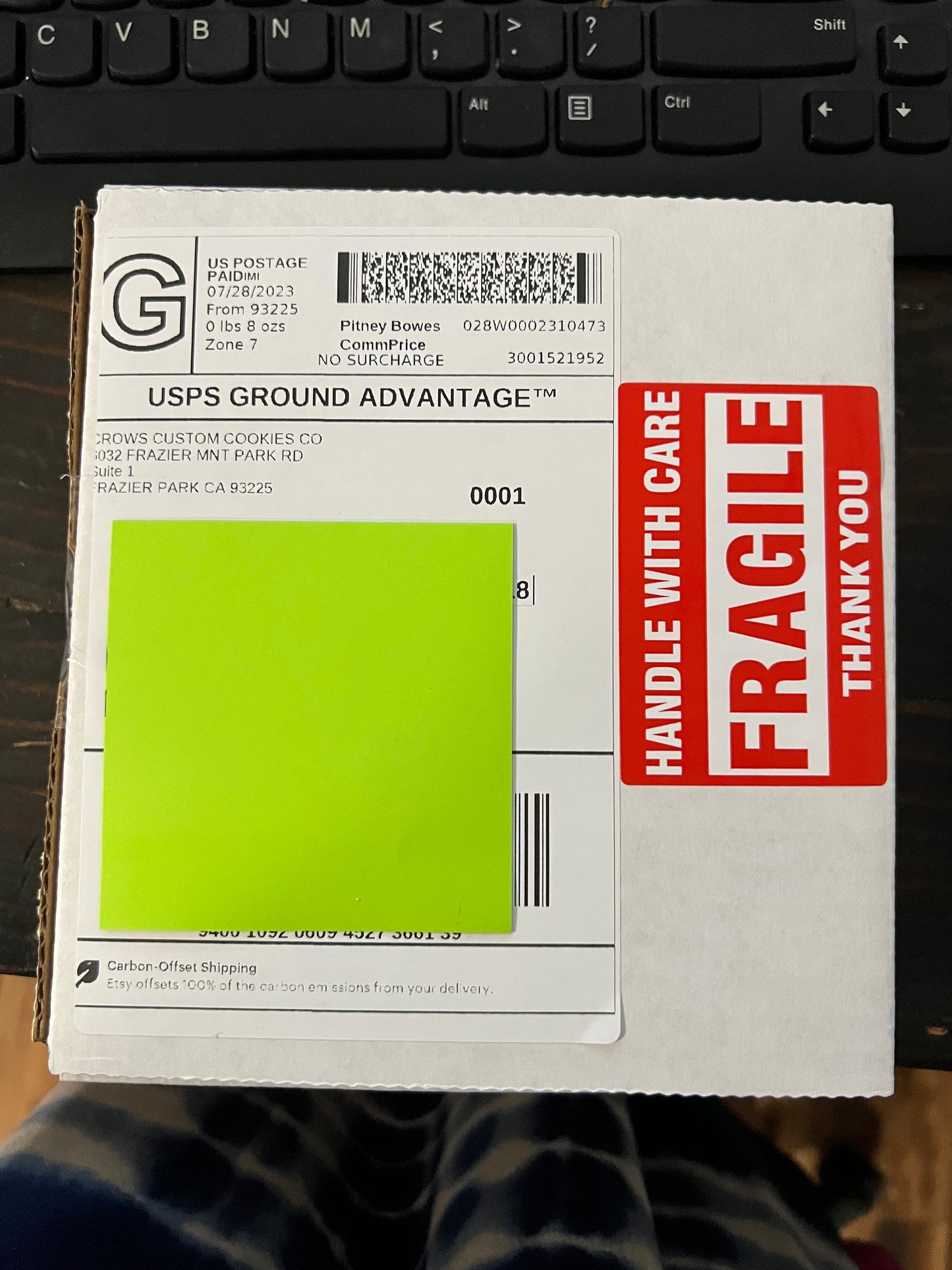 Thank You Cookie shipped with gift note