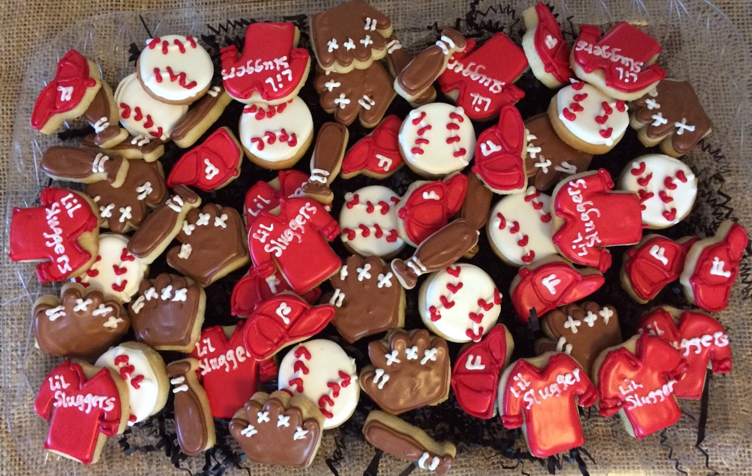 Mini Baseball Cookies 5 dozen mini baseball themed cookies for tray or cupcake toppers ...