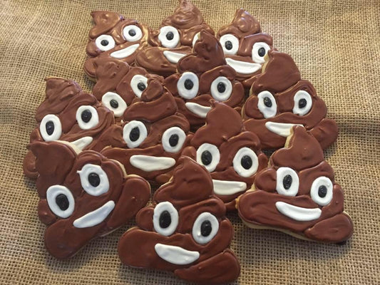 Poop Emoji cookies, individually wrapped, Sugar Cookie Party Favors