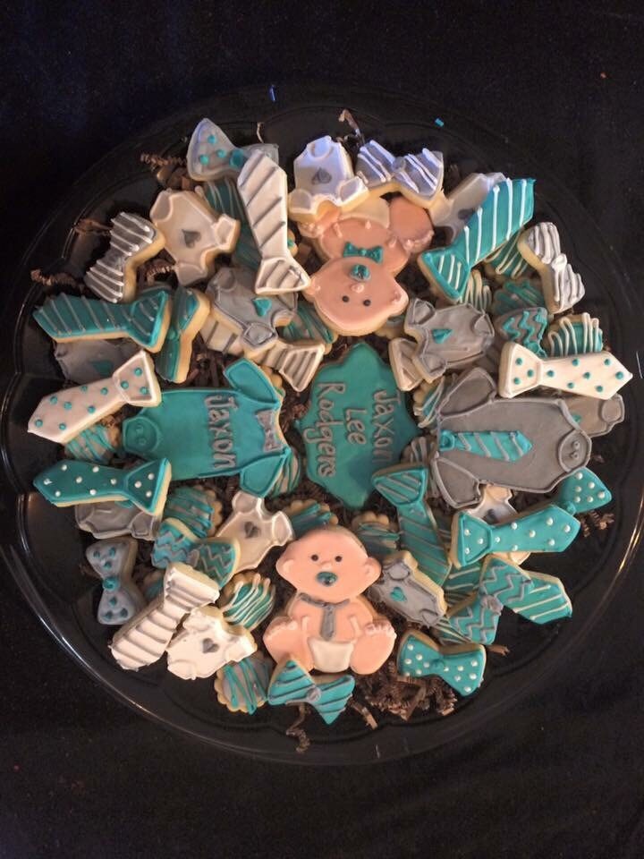 Little man babys shower or birthday sugar cookies for a tray