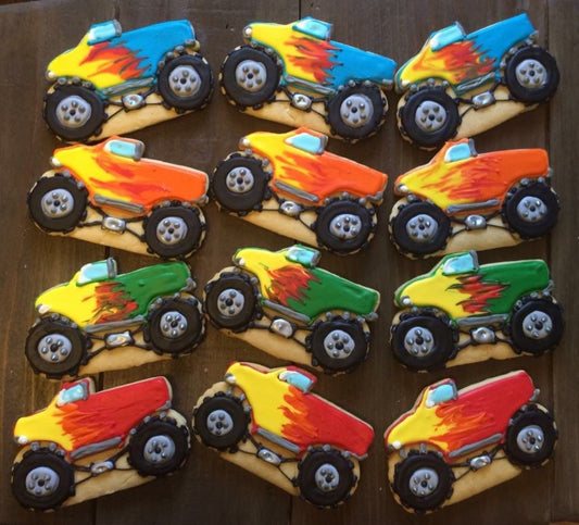 Monster Truck Cookies, Monster Truck Party, Monster Truck Birthday Sugar Cookies