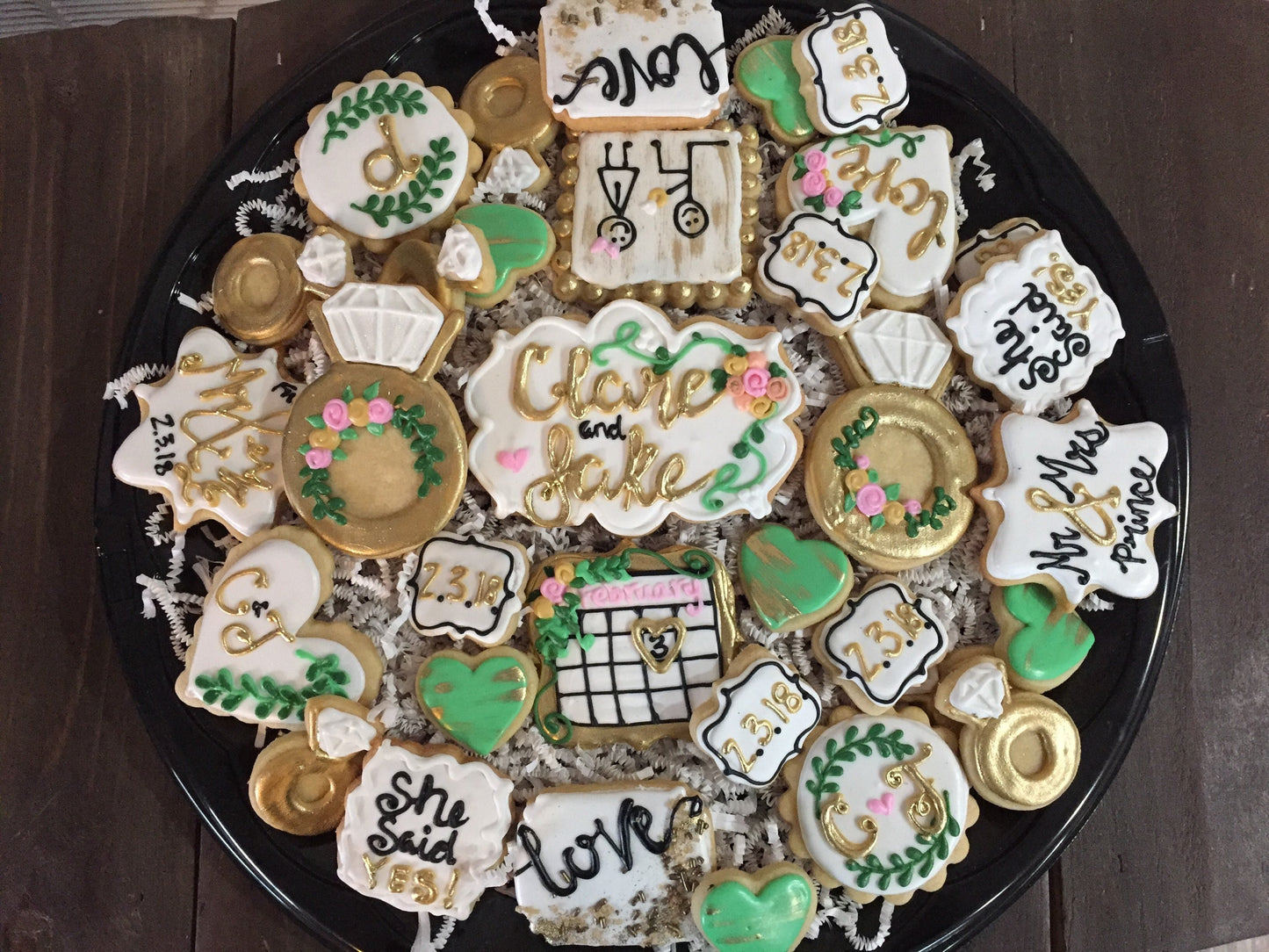 Gold Wedding Cookies Engagment Cookies - Wedding shower food