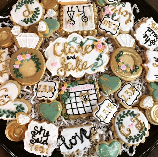 Gold Wedding Cookies Engagment Cookies - Wedding shower food