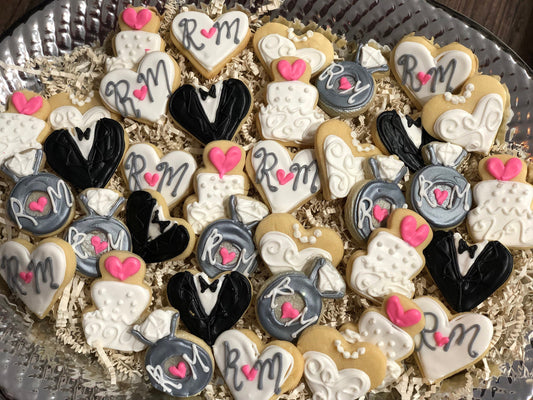 Wedding and engagement Small cookies for a tray 3 dozen 2" - Wedding shower food