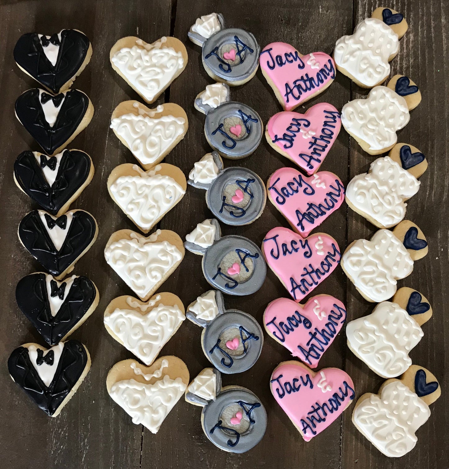 Wedding and engagement Small cookies for a tray 3 dozen 2" - Wedding shower food