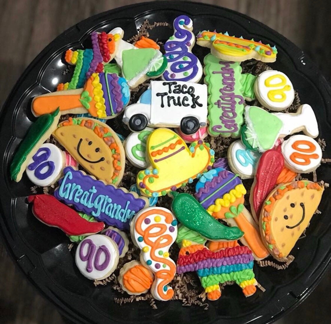 Fiesta Taco Truck themed Birthday Cookies for a Tray