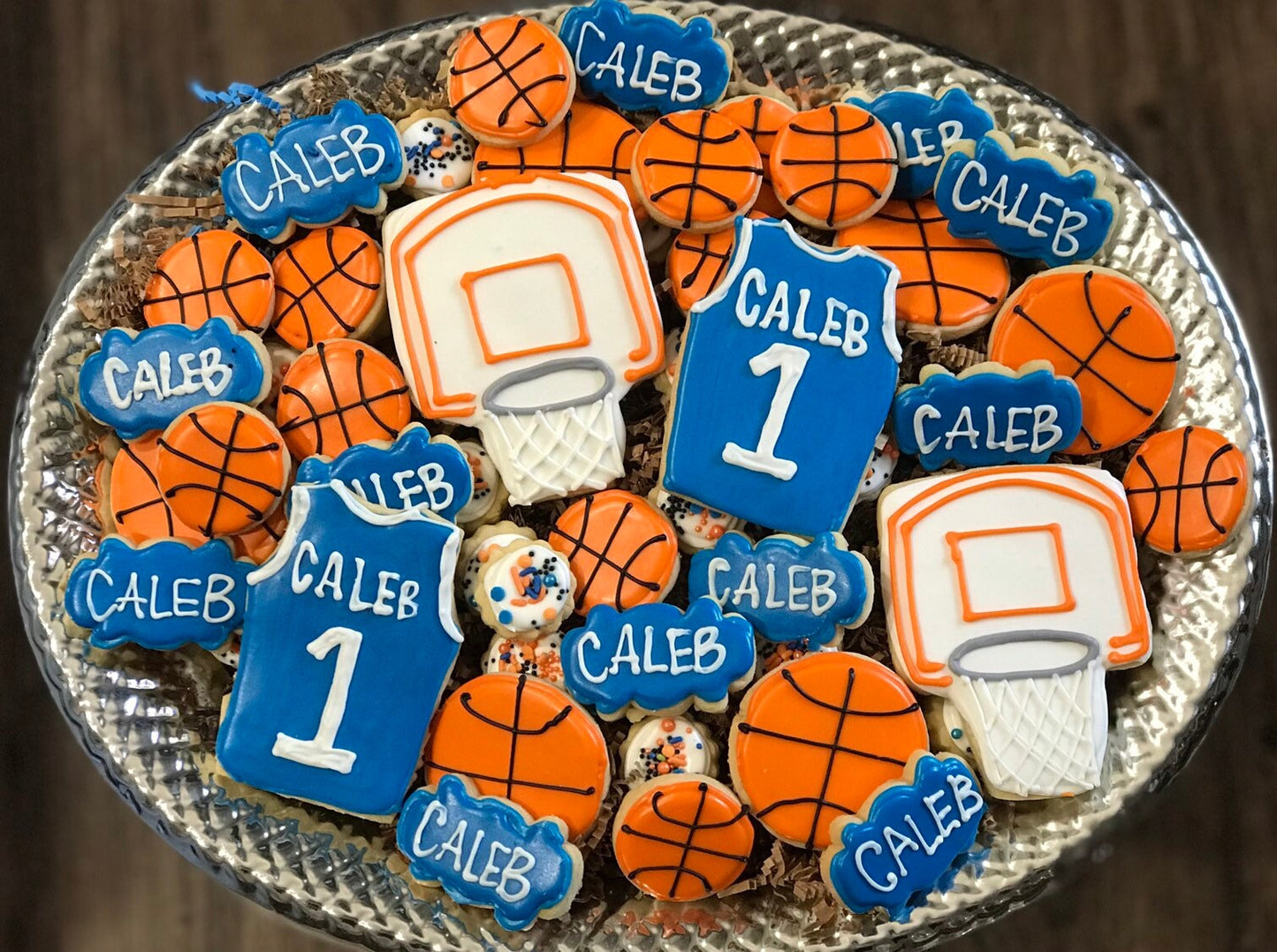 Basketball themed cookies for tray