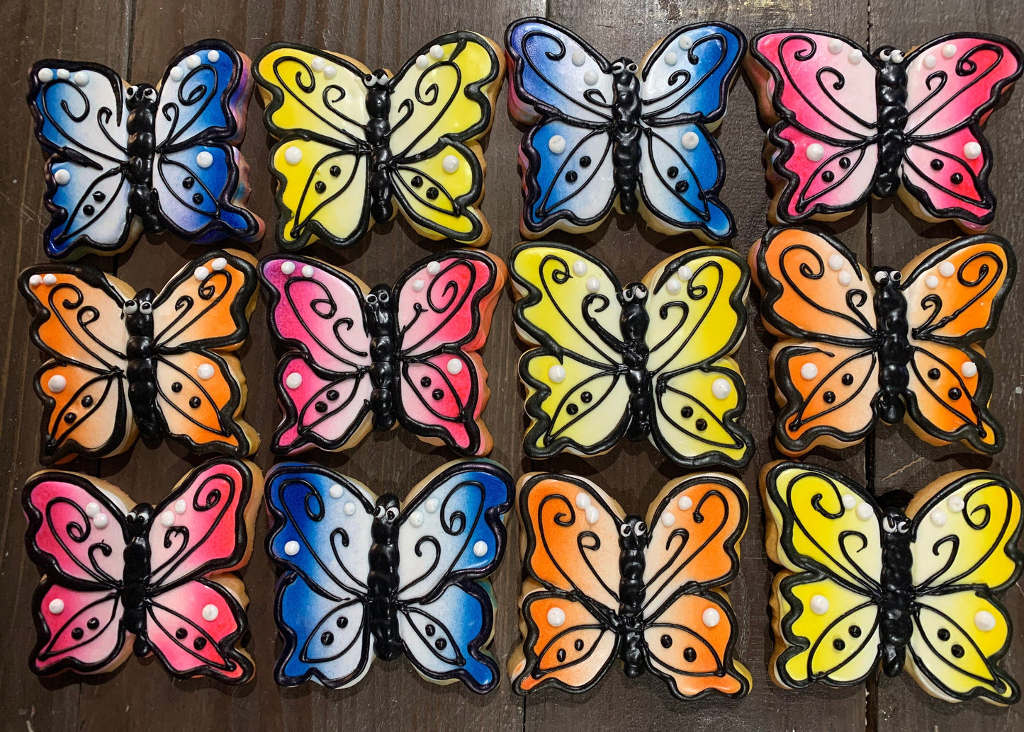 One Dozen Large Butterfly, individually wrapped Sugar Cookie Favors