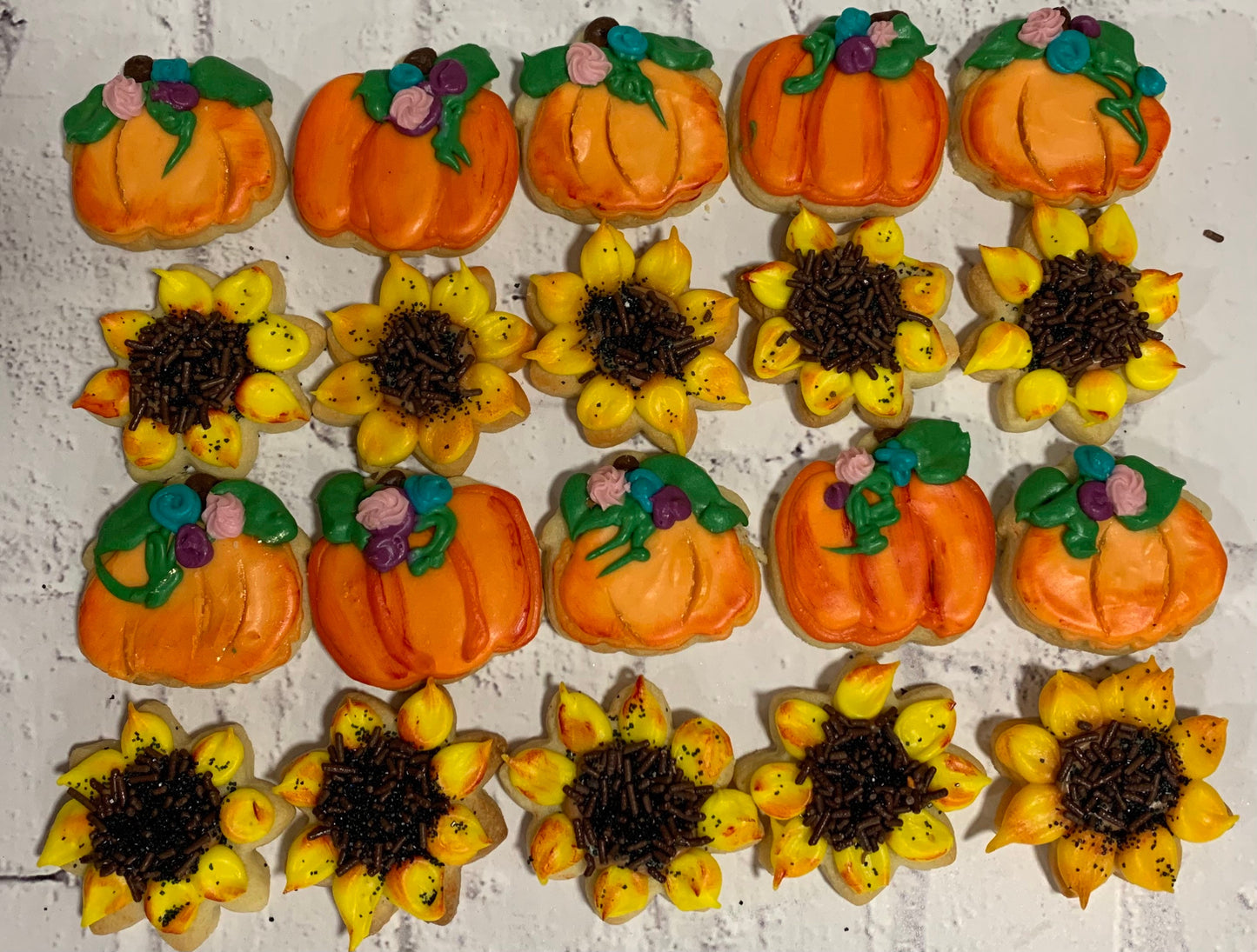 Fall Pumpkins and Sunflower Sugar Cookies