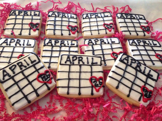 Wedding date calendar sugar cookie favors